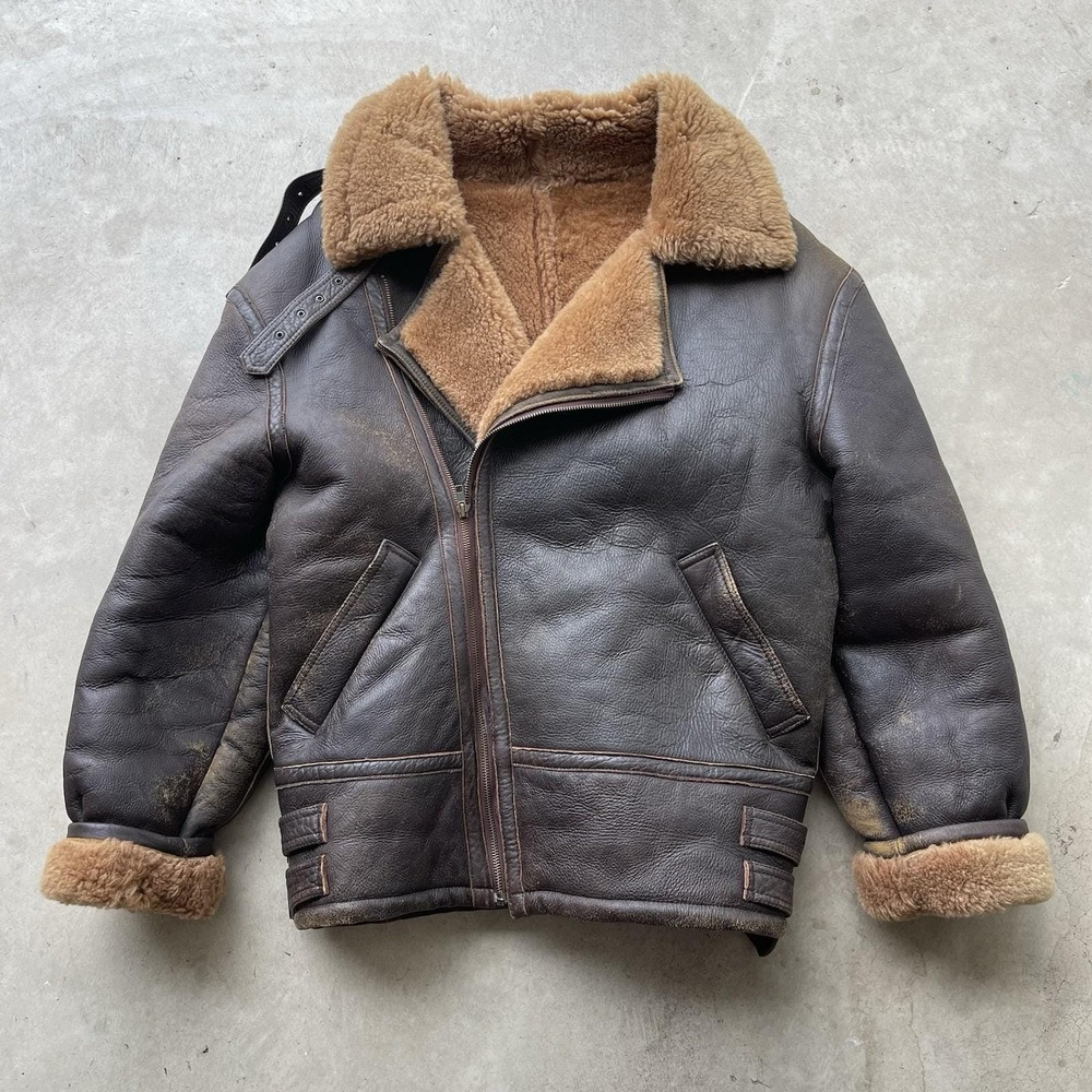 Vtg Michael Hoban North Beach Leather Shearling Bomber Jacket B3 Aviator Sz 42